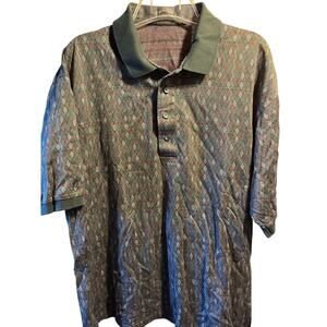 Descente Men’s L Polo Shirt Golf Gray Abstract Geometric Cascade Outdoor Travel